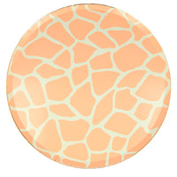 Giraffe animal print dinner plate. Set of 8 plates in 4 assorted animal prints