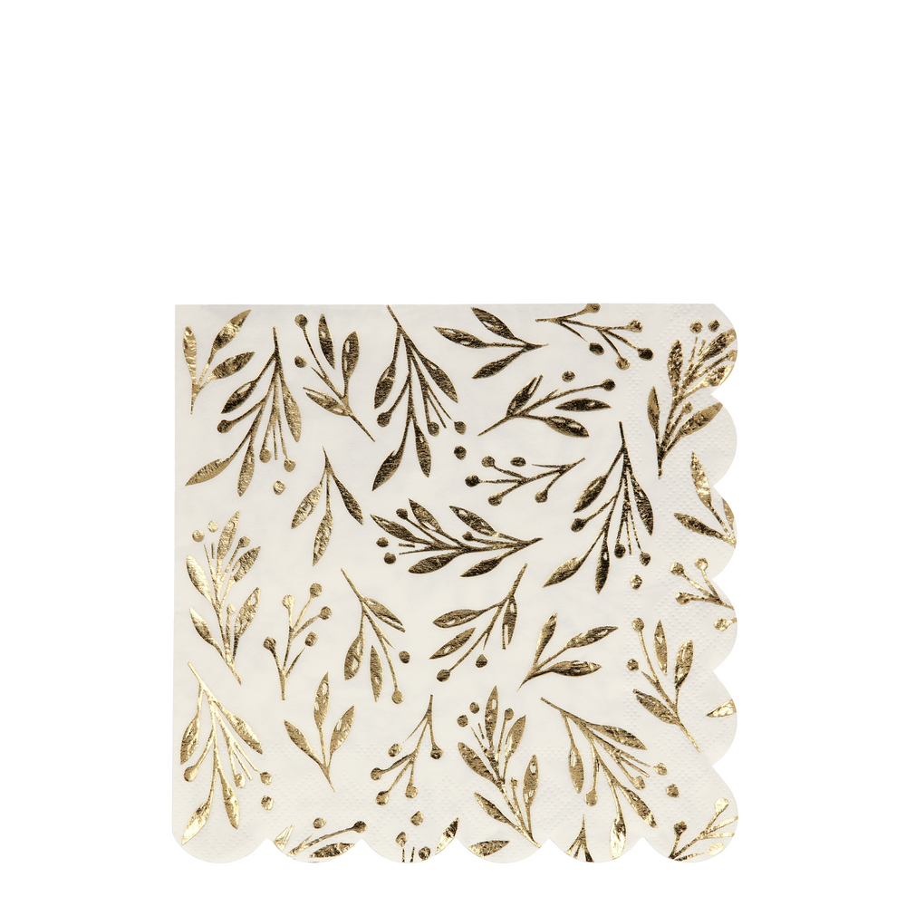 This rich leaves and berry design is a perfect choice for your luxurious party theme. The gold foil details are made even more remarkable with the sensational scalloped edge. Crafted from 3-ply paper. Made from eco-friendly paper Pack of 16 Folded dimensions: 6.5 by 6.5 inches