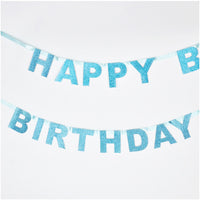 Glittery Blue Happy Birthday Garland