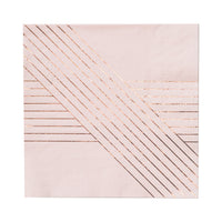 paper napkins in pale pink with rose gold linear pattern by premium party supply brand Harlow & Grey