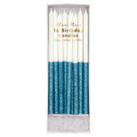 Aqua Green Glitter Dipped Candles