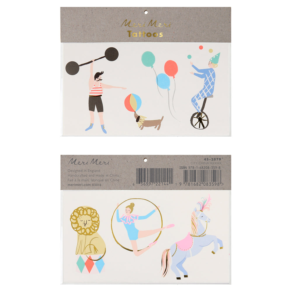 Circus Temporary Tattoos