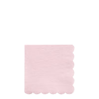 soft pink sustainable paper party napkins . Small size perfect for beverages, cocktails and desserts. Pack of twenty napkins
