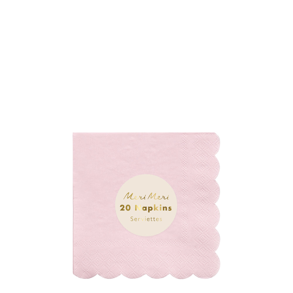 Pack of twenty paper party napkins in pale pink and eco-friendly 