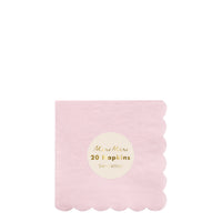 Pack of twenty paper party napkins in pale pink and eco-friendly