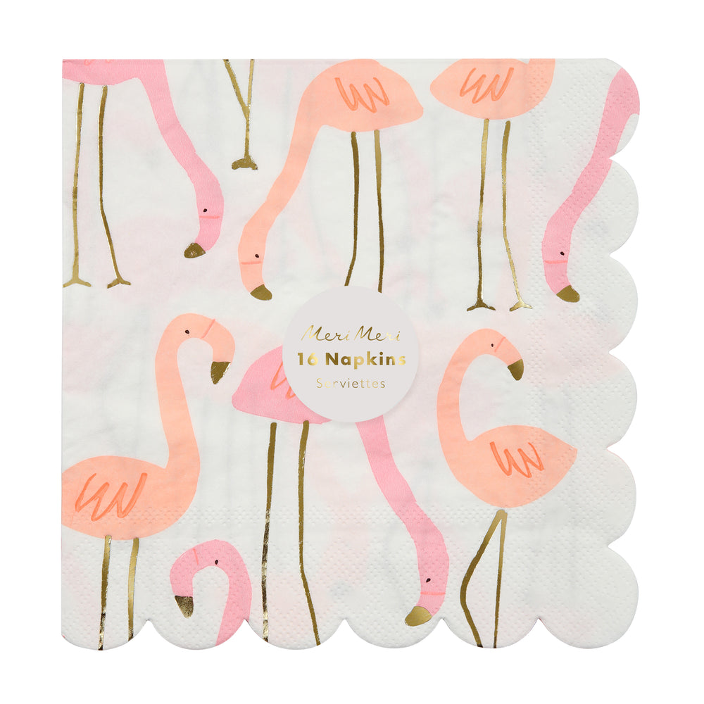 pink and coral flamingo napkins package of sixteen