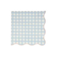 blue gingham paper napkin in a pack of twenty napkins in four assorted pastel colors