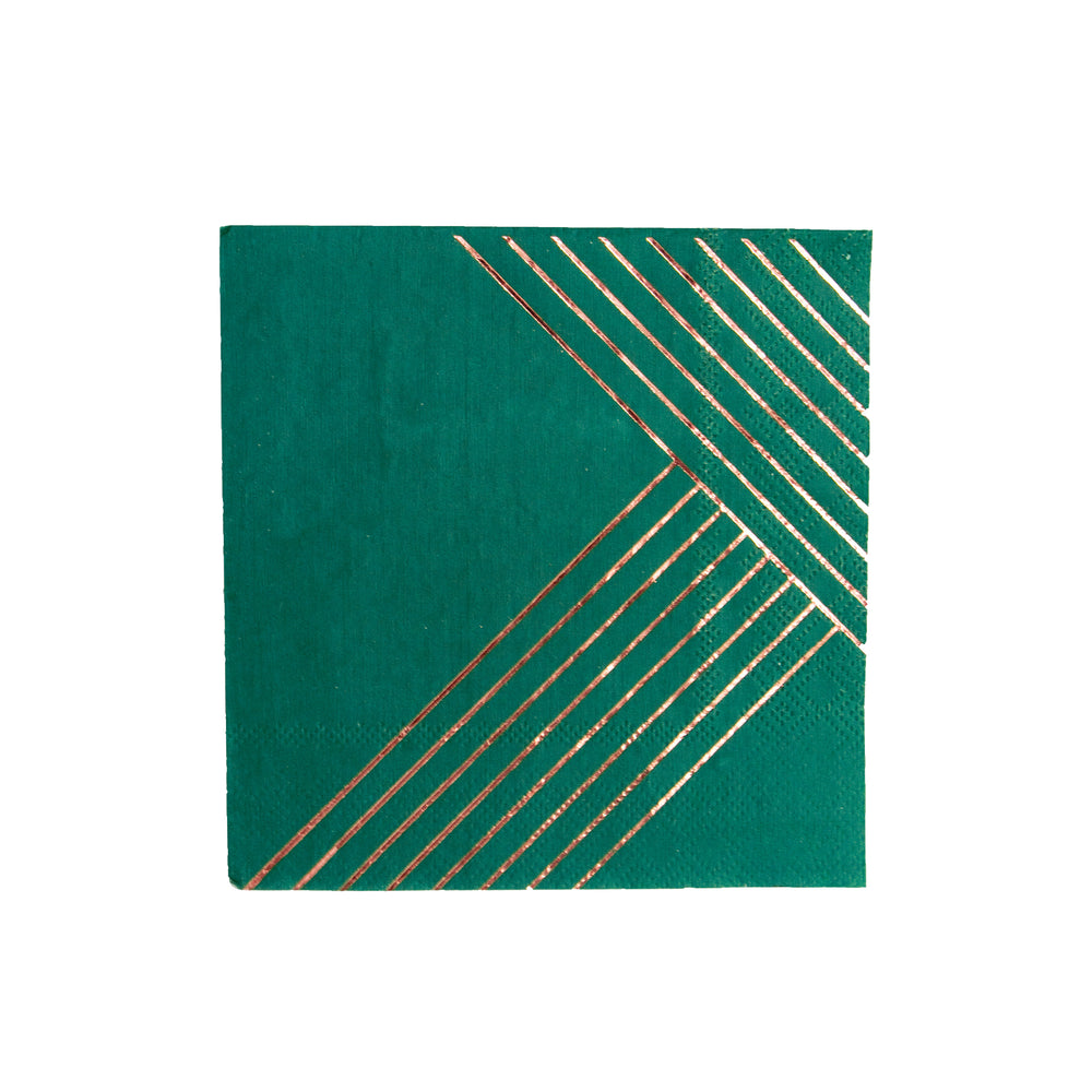 MANHATTAN Emerald Green & Rose Gold Napkins - Small