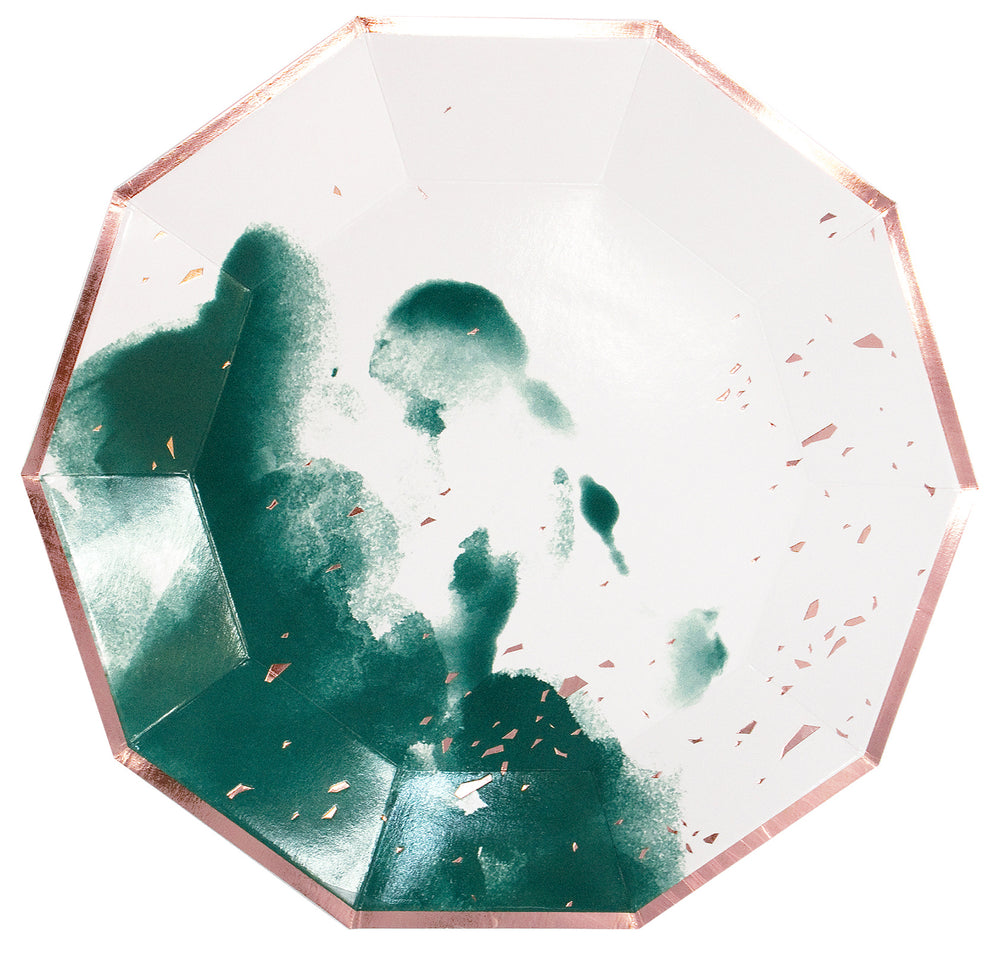 MANHATTAN  Emerald Green Watercolor Plates - Large