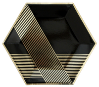 Noir - Black Striped Paper Plates - Large