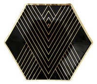 Noir - Black Striped Paper Plates - Small