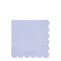 Sustainable paper party napkins in periwinkle blue in a pack of 20 large napkins. one hundred percent sustainable
