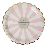 Dusty Pink Fan Stripe Plate - Large