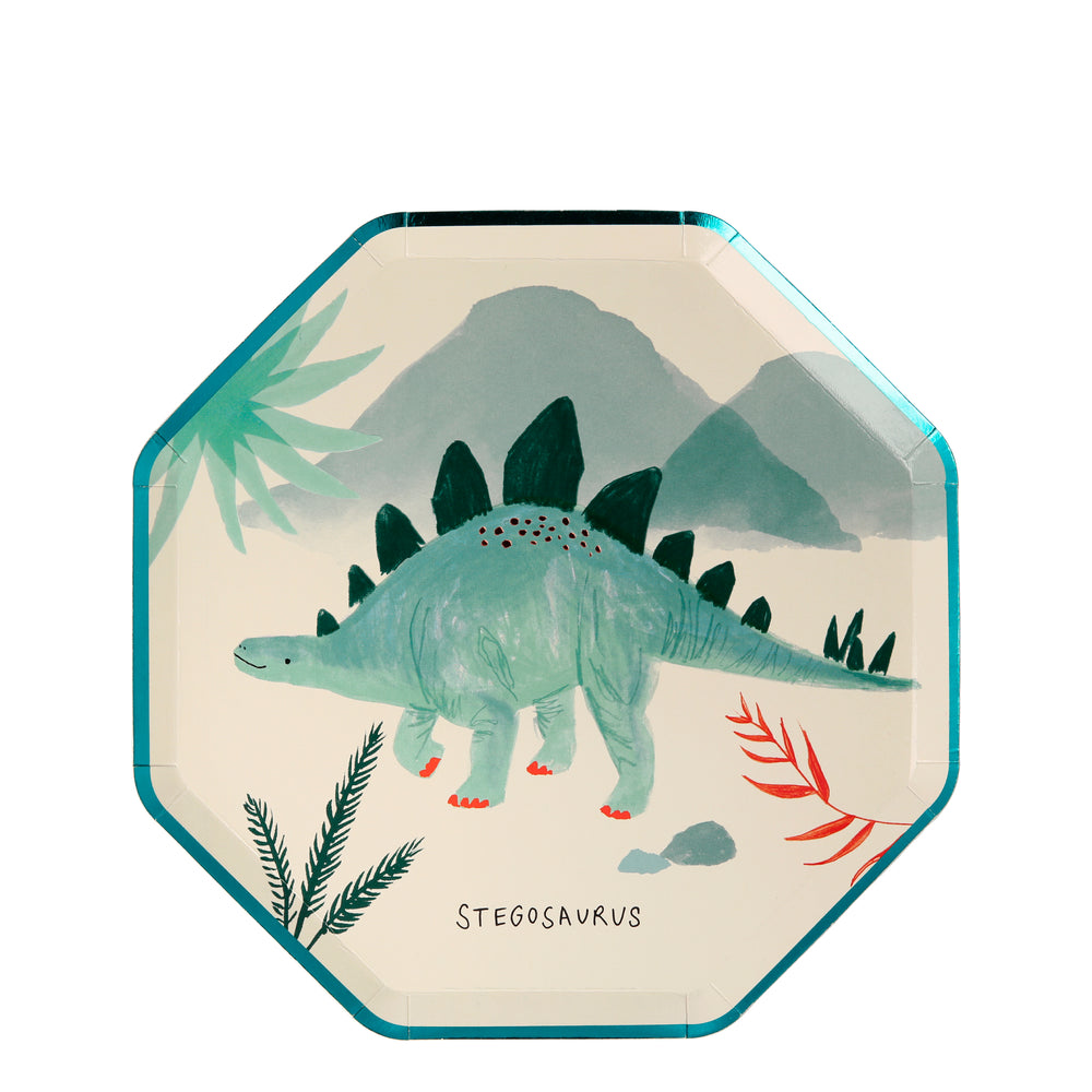Stegosaurus dinosaur plate, appetizer and desert size
