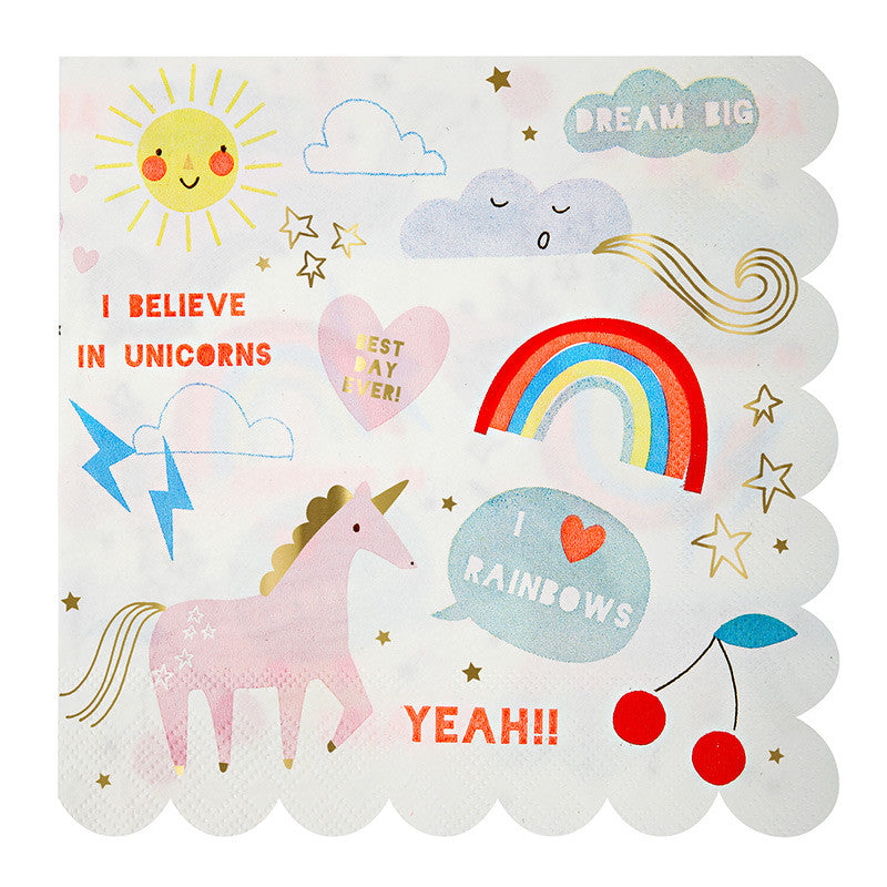 Rainbow & Unicorns Napkins - Large
