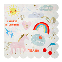 Rainbow & Unicorns Napkins - Large