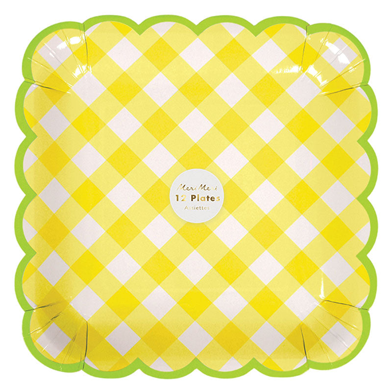 Yellow Gingham Plate - Large