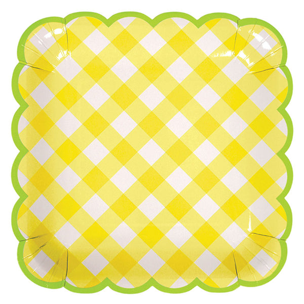 Yellow Gingham Plate - Large