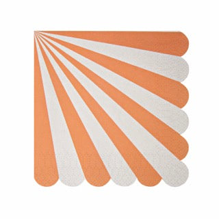 Bold orange and white stripe party napkins, perfect size for serving deserts and beverages. Pack of twenty paper party napkins.