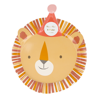 Package of eight plates in four animal designs, the lion is the top plate in package.