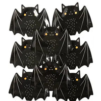 set of eight black bat paper party plates