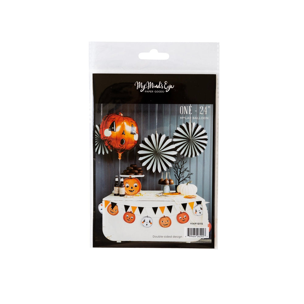 Packaged large orange Mylar pumpkin balloon
