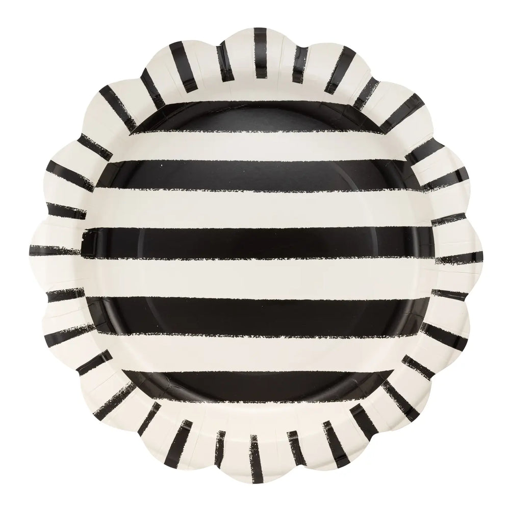 Black and White Stripe Plates - Large