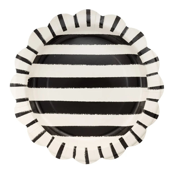 Black and White Stripe Plates - Large