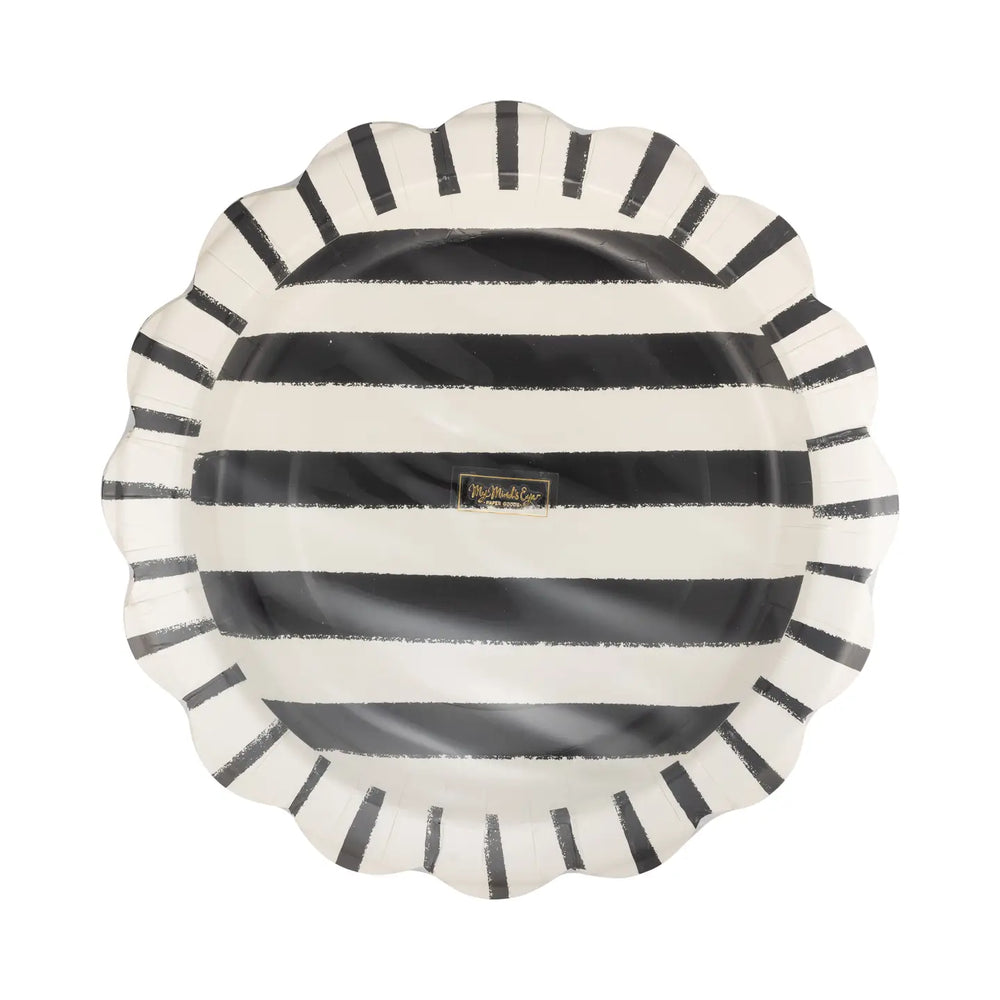 Black and White Stripe Plates - Large