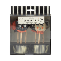 Packaged 24 pieces cupcake kit in clear cello box.