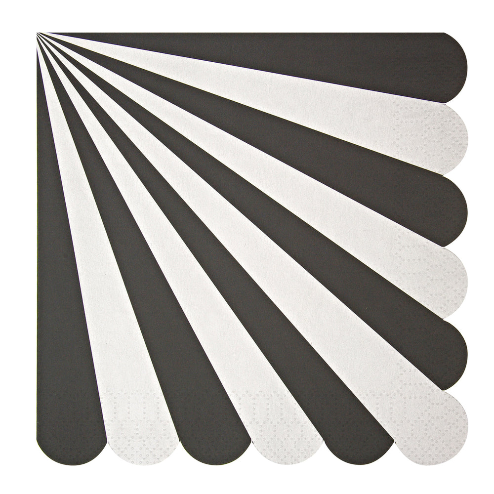 Black & White Fan Stripe Napkin - Large