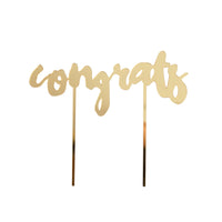 Congrats cake topper made from gold mirrored acrylic. Individually packaged in a box