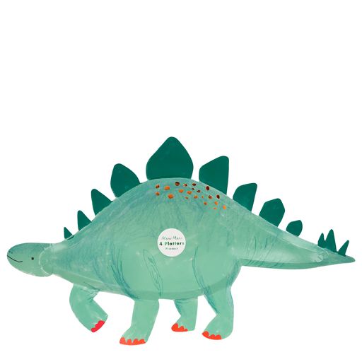 green stegosaurus platters in a pack of four