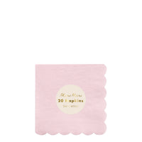 Pack of twenty paper party napkins in pale pink and eco-friendly 