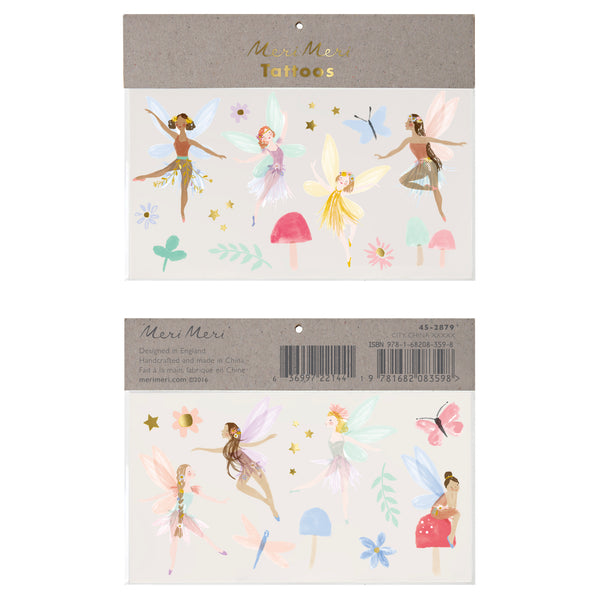 This sweet collection of fairy themed tattoos includes fairies, toadstool, a butterfly, a dragonfly, leaves, flowers and stars Crafted with white ink and gold foil special details Suitable for ages 3+ Pack of 2 sheets