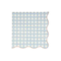blue gingham paper napkin in a pack of twenty napkins in four assorted pastel colors 
