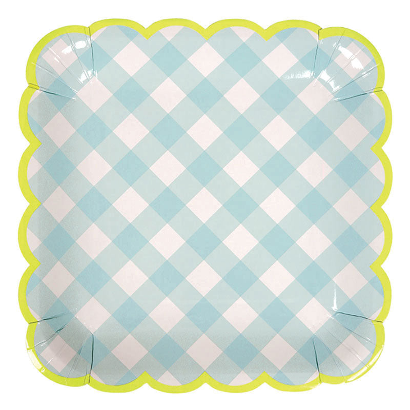 Blue Gingham Plate - Large