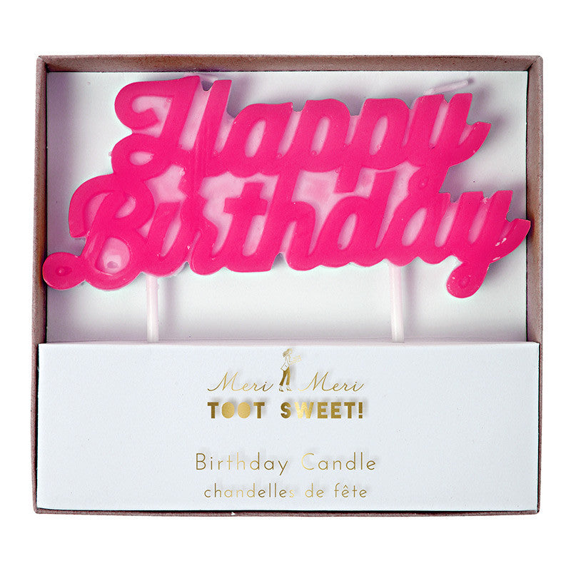 Happy Birthday Candle - Neon Pink