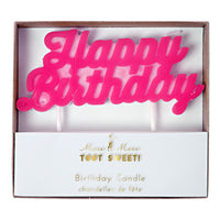 Happy Birthday Candle - Neon Pink