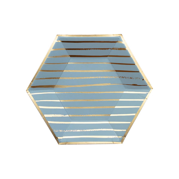 MALIBU Blue Striped Paper Plates - Small