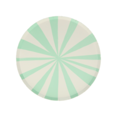 mint stripe plate, appetizer and cake plate size