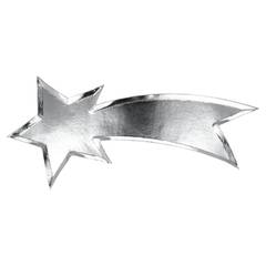 stunning shiny silver foil shooting star shaped paper party plate . Pack of eight plates 