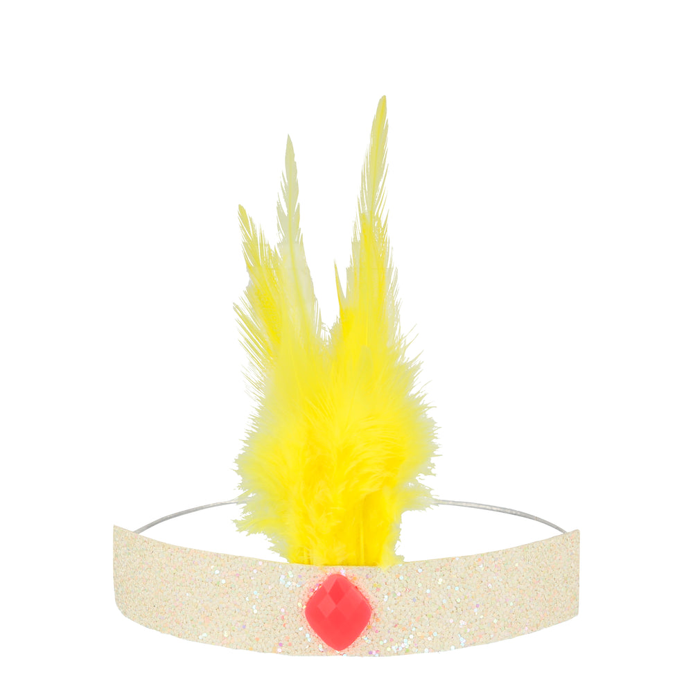 yellow feather headband party favor perfect for a circus themed party