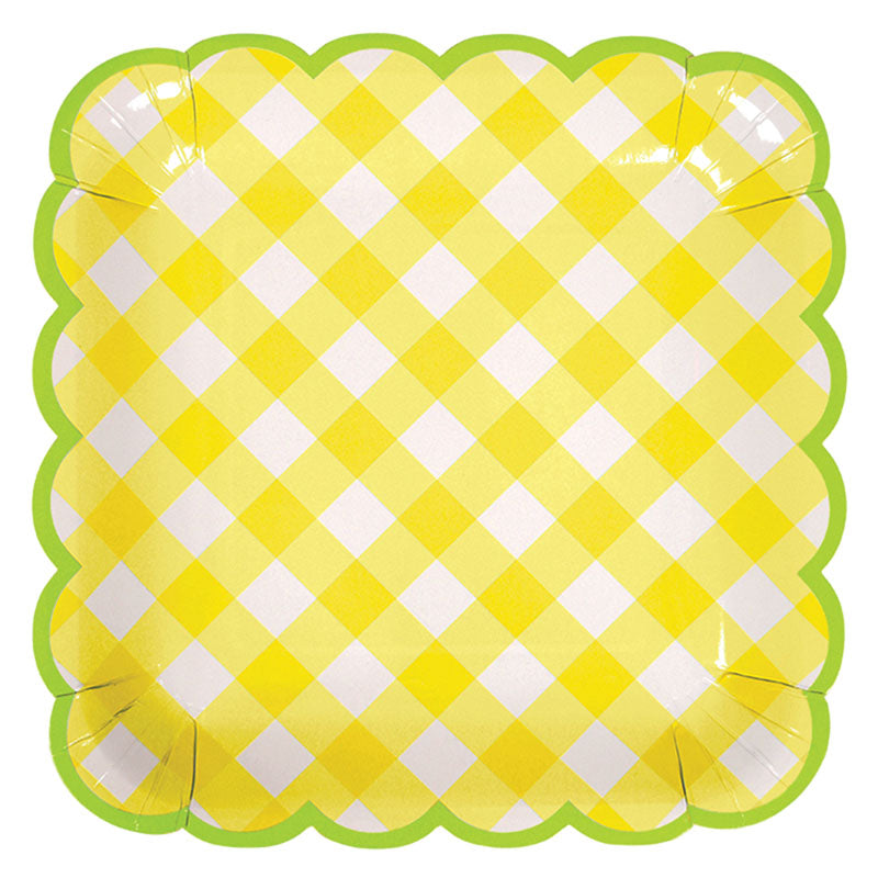 Yellow Gingham Plate - Large