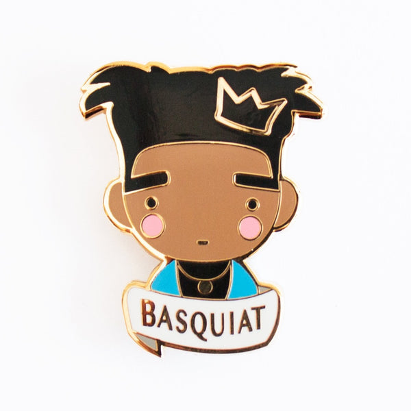 Jean-Michael Basquiat enamel brooch is the perfect accessory for a tee or cap.