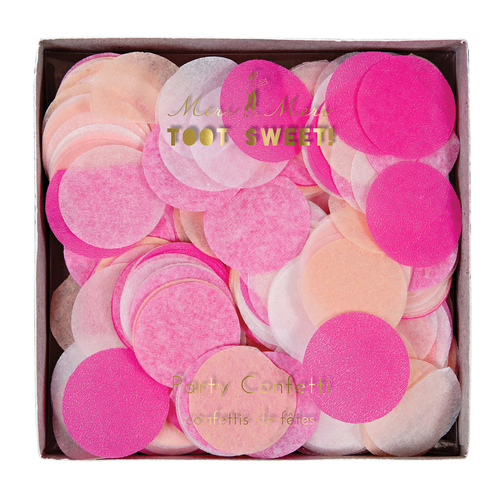 Assorted pink, peach and white one inch round confetti