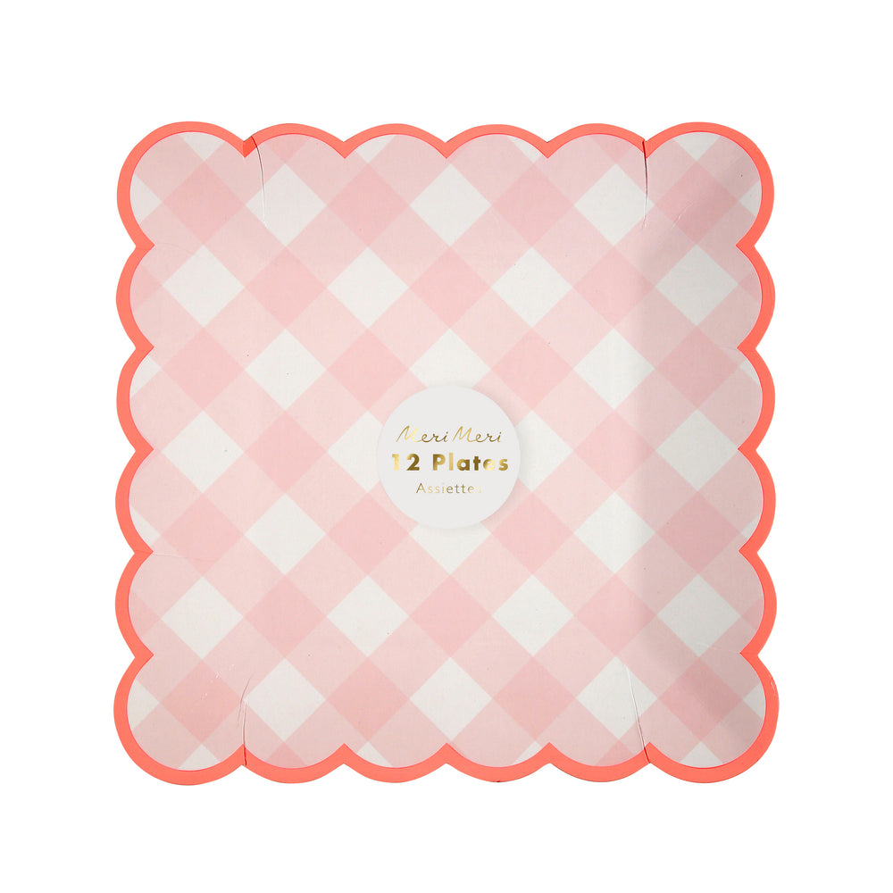 Pink Gingham Plate - Small