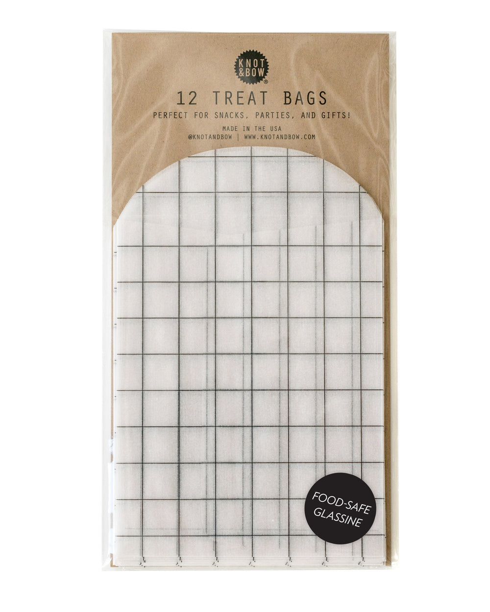 glassine windowpane print food safe gift & treat bags measures 3.25 x 4.25 inches