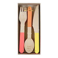 Wooden Cutlery Set - Neons